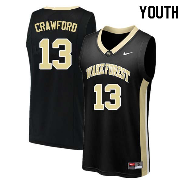 Youth #13 Bryant Crawford Wake Forest Demon Deacons College Basketball Jerseys Sale-Black